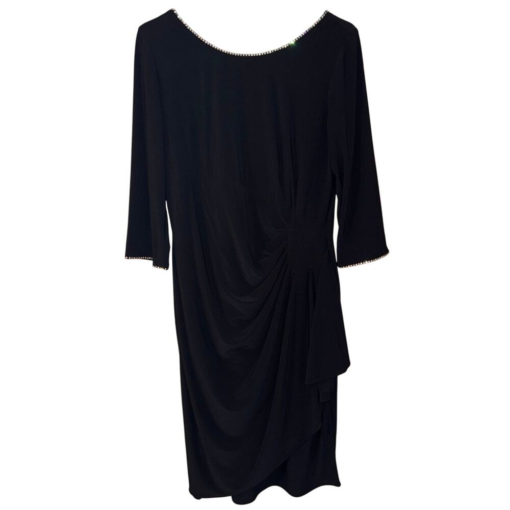 Alex Evenings black side-ruched cocktail dress with rhinestone trim NWT size 12